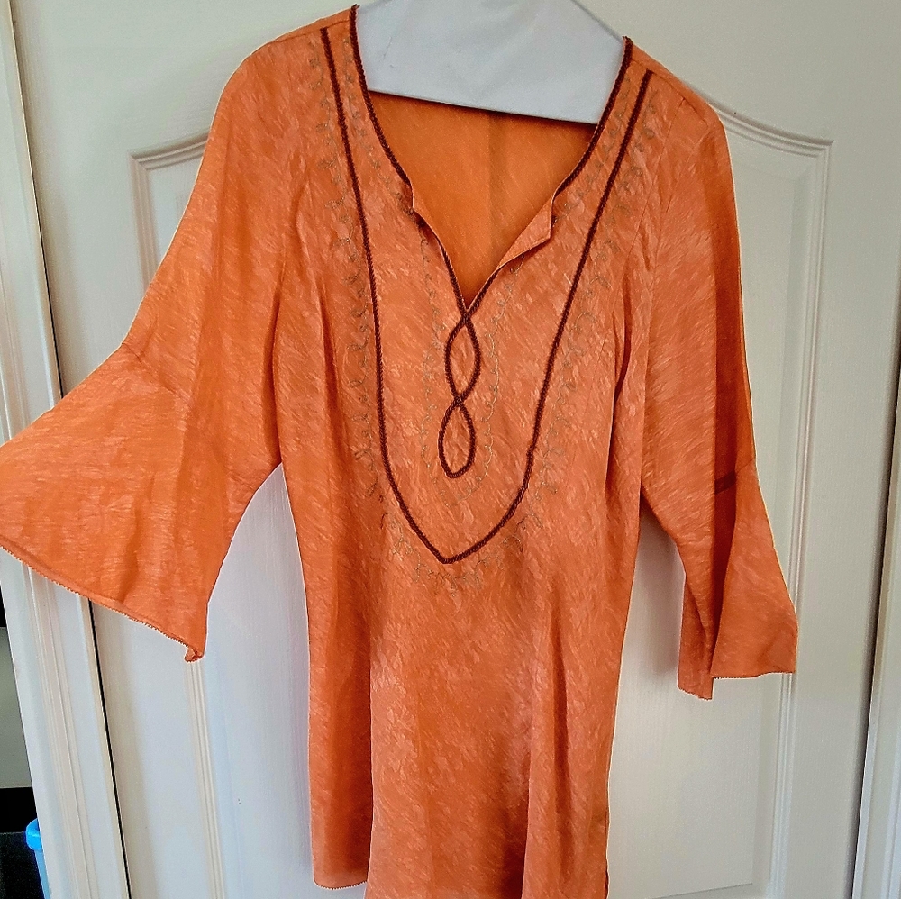 Reba silk and linen tunic/dress/bathing suit cover up.